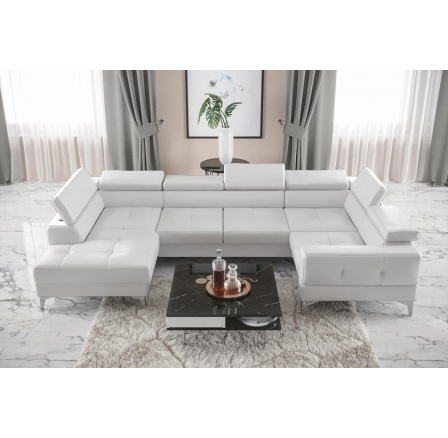 NAROŻNIK ROZKŁADANY TOSCANIA MAX I 170x350x185 CM - prawa , Biała eko skóra