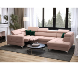 NAROŻNIK TOSCANIA MAX I RELAX Z FUNKCJĄ SPANIA170x350x185 CM - lewa , Odcienie różu