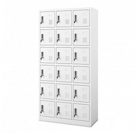Fehér alkalmazotti szekrény rekeszekkel: KAROL, 900 x 1850 x 400 mm