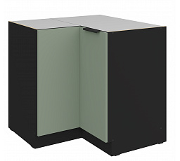 Dolní rohová skříňka ARIA - 90x90 DN 2F BB, Černá/Aquamarine
