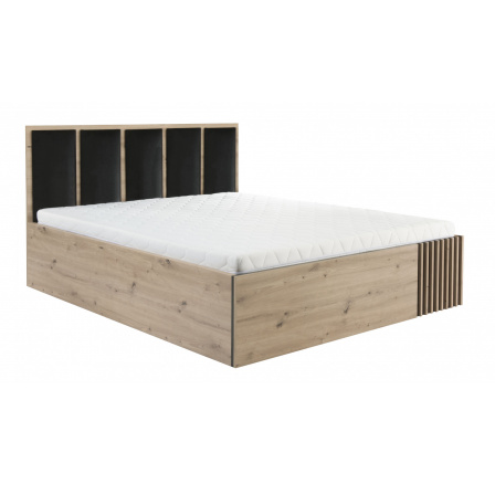 CALI C-16 ágy, 160x200 cm, Artisan/Fekete matt