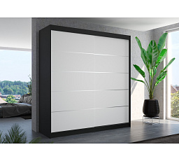 Tolóajtós ruhásszekrény ESTEVA 200 Fekete+Fehér