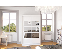 Tolóajtós és tükrös ruhásszekrény KOLORADO 120 Fehér+Fehér