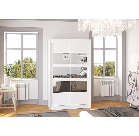 Tolóajtós és tükrös ruhásszekrény KOLORADO 120 Fehér+Fehér