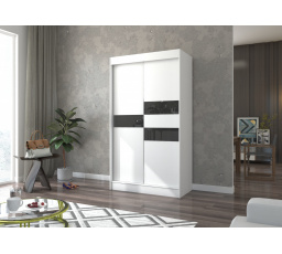 Tolóajtós szekrény lacobellel BATIA 120 Fehér+Fekete Lacobel