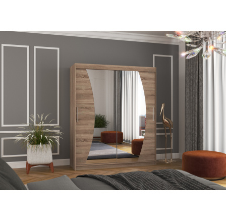 Tolóajtós szekrény tükörrel DOLORES 180 Truffle+Truffle