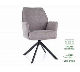 HUGO BREGO forgó étkezőszék rugós üléssel, Szürke 07/Fekete