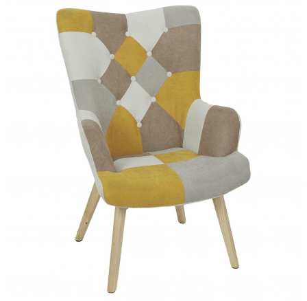 Helsinki füles fotel sárga patchwork