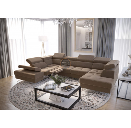 NAROŻNIK GALAXY MAX II RELAX Z FUNKCJĄ SPANIA 215x350x170 - Odcienie beżu , lewa