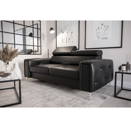 SOFA ORION II 185 CM SKÓRA NATURALNA - Skóra czarna