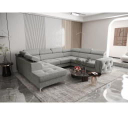 NAROŻNIK ORION MAX I Z FUNKCJĄ SPANIA 225X350X255 CM - Odcienie szarości , prawa