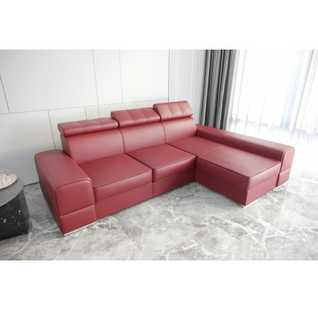 NAROŻNIK ROYAL SKÓRA NATURALNA 295X185 - prawa , Skóra czerwona