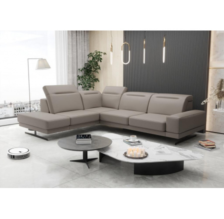 NAROŻNIK ZE SKÓRY NATURALNEJ FIORE 265x220 CM - Odcienie beżu , lewa