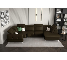 NAROŻNIK MALIBU MAX II RELAX 180x350x182 CM SKÓRA NATURALNA - Oliwkowy brąz , Strona lewa