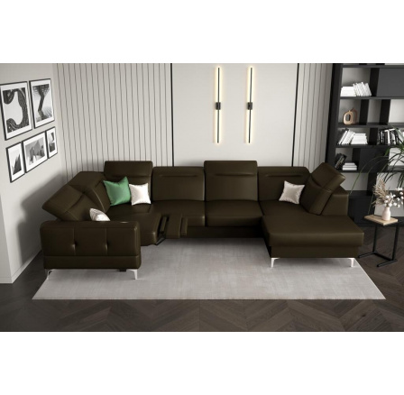 NAROŻNIK MALIBU MAX II RELAX 180x350x182 CM SKÓRA NATURALNA - Oliwkowy brąz , Strona lewa