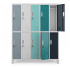 Fém zárható öltözőszekrény 10 rekesszel BARTEK, 1360 x 1720 x 450 mm, szürke-többszínű