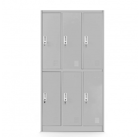 BHP iskolai szekrény szürke: 6 rekeszes IGOREK, 900 x 1500 x 450 mm