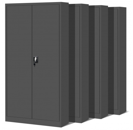 4 db JAN H irodai fém iratszekrény, 900 x 1950 x 400 mm, antracit