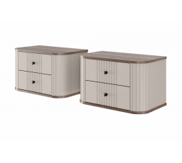 Zestaw szafek nocnych wiszących Vesper 56 cm - kaszmir / orzech / czarne uchwyty