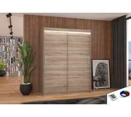 Tolóajtós szekrény LED világítással DENVER 150 Truffle+Truffle