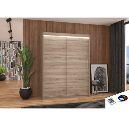 Tolóajtós szekrény LED világítással DENVER 150 Truffle+Truffle