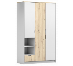 1S3D ruhásszekrény - JOY I 19, Fehér/Artisan Tölgy