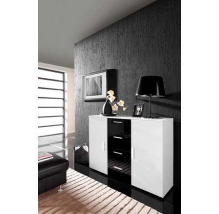 UNI komód, fehér/fekete