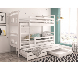 Háromszemélyes emeletes ágy ALDI 180x80 Fehér