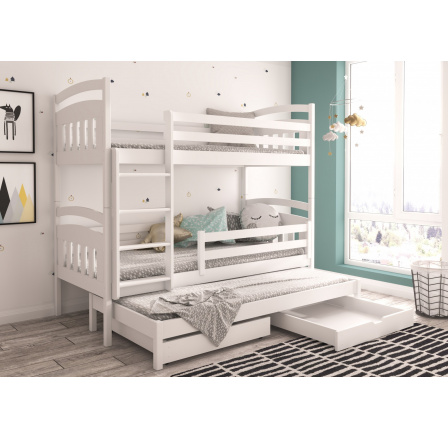 Háromszemélyes emeletes ágy ALDI 180x80 Fehér