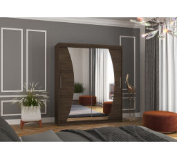 Tolóajtós és tükrös ruhásszekrény DOLORES 180 Choco+Choco