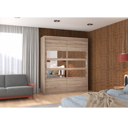 Tolóajtós szekrény tükörrel TOLEDO 180 Truffle+Truffle