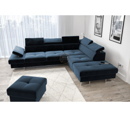 NAROŻNIK GALAXY Z FUNKCJĄ SPANIA 225X280 - prawa , Odcienie granatu