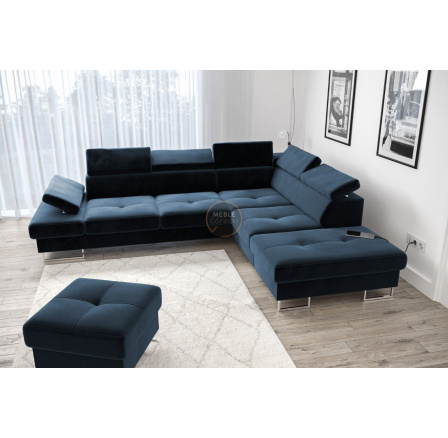 NAROŻNIK GALAXY Z FUNKCJĄ SPANIA 225X280 - prawa , Odcienie granatu