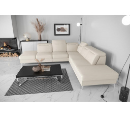 NAROŻNIK OSLO MAX 295x295 SKÓRA NATURALNA - prawa , Skóra ecru