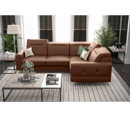 NAROŻNIK MALIBU SKÓRA NATURALNA 250X180 CM - prawa , Skóra brązowo ruda