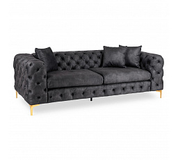 Sofa SORRENTO 3S Trzyosobowa Czarna Welurowa