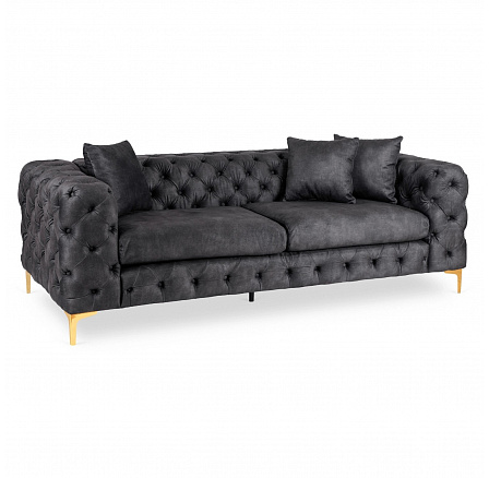 Sofa SORRENTO 3S Trzyosobowa Czarna Welurowa