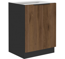 Dolní skřínka MONZA - 60 D 1F BB, Černá mat/Ořech