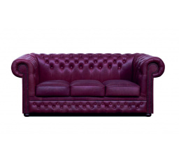 Pohovka Chesterfield Lord 3 kůže bordó