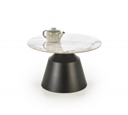 MAGNETA dohányzóasztal, fehér márvány hatás / fekete