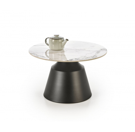 MAGNETA dohányzóasztal, fehér márvány hatás / fekete