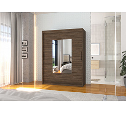 Tolóajtós és tükrös ruhásszekrény DORRIGO 150 Choco+Choco
