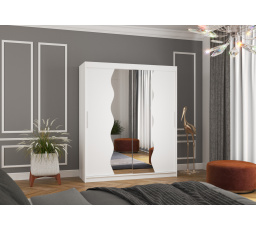 Tolóajtós és tükrös ruhásszekrény KANSAS 180 Fehér+Fehér