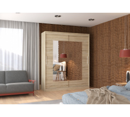 Tolóajtós szekrény tükörrel ROSETTE 180 Sonoma+Sonoma