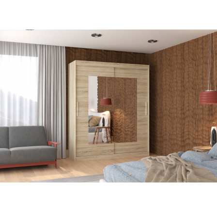 Tolóajtós szekrény tükörrel ROSETTE 180 Sonoma+Sonoma