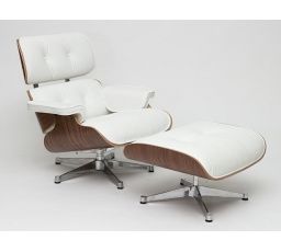 VIP fotel lábtartóval fehér/dió/ezüst alap