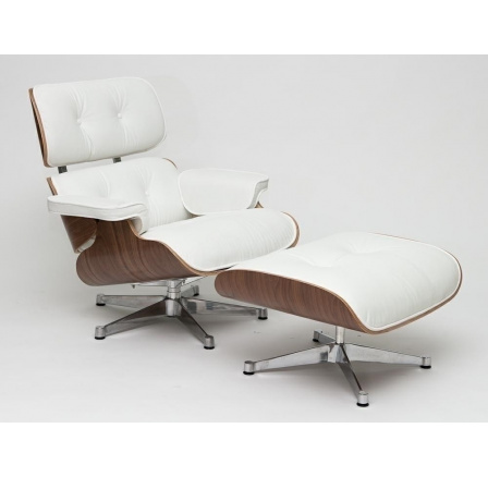 VIP fotel lábtartóval fehér/dió/ezüst alap