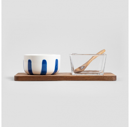 MODERN HAMPTONS serving set with 2 bowls blue 4 el 743153