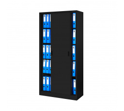 Fém irodai szekrény tolóajtókkal KUBA, 900 x 1850 x 400 mm, fekete