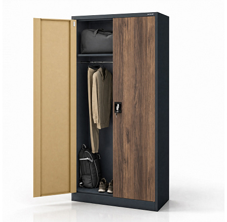 Fém multifunkcionális szekrény antracit / dió: Eco Design DAWID, 900 x 1850 x 450 mm Fém multifunkcionális szekrény antracit / dió: Eco Design DAWID, 900 x 1850 x 450 mm